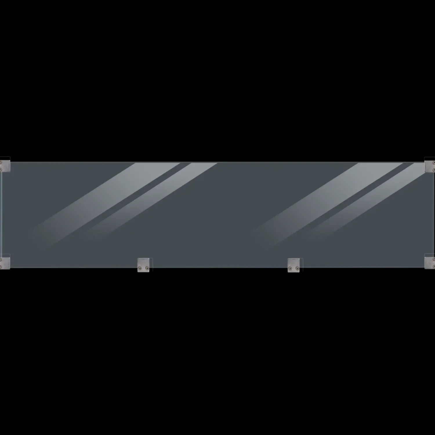 Hot Plus hærdet glaselement inkl sort glasliste 174 cm klar