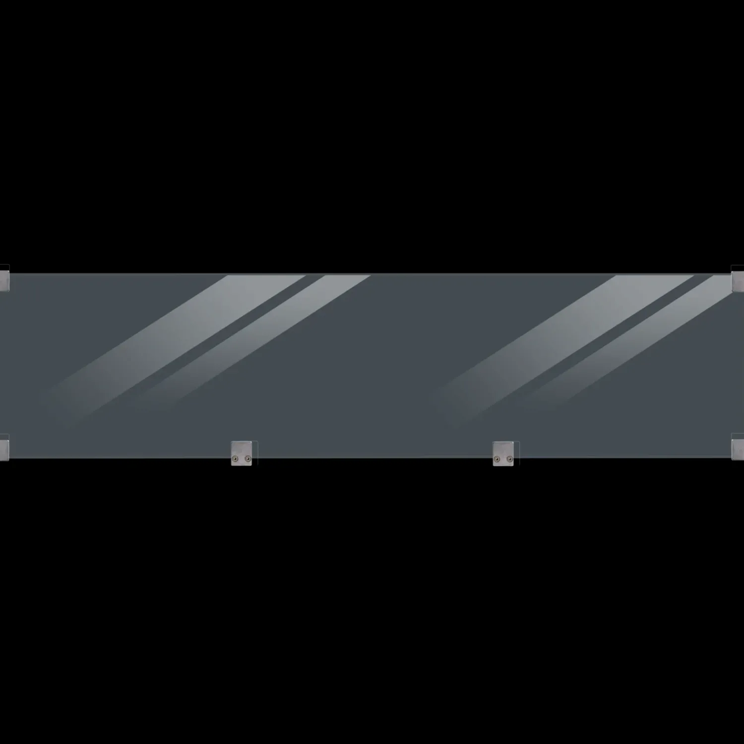 Hot Plus hærdet glaselement inkl sort glasliste 174 cm klar