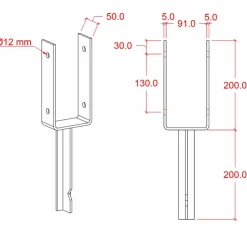 Plus Tilbehør Til Hegn^H-stolpefod t/nedstøbning varmgalvaniseret