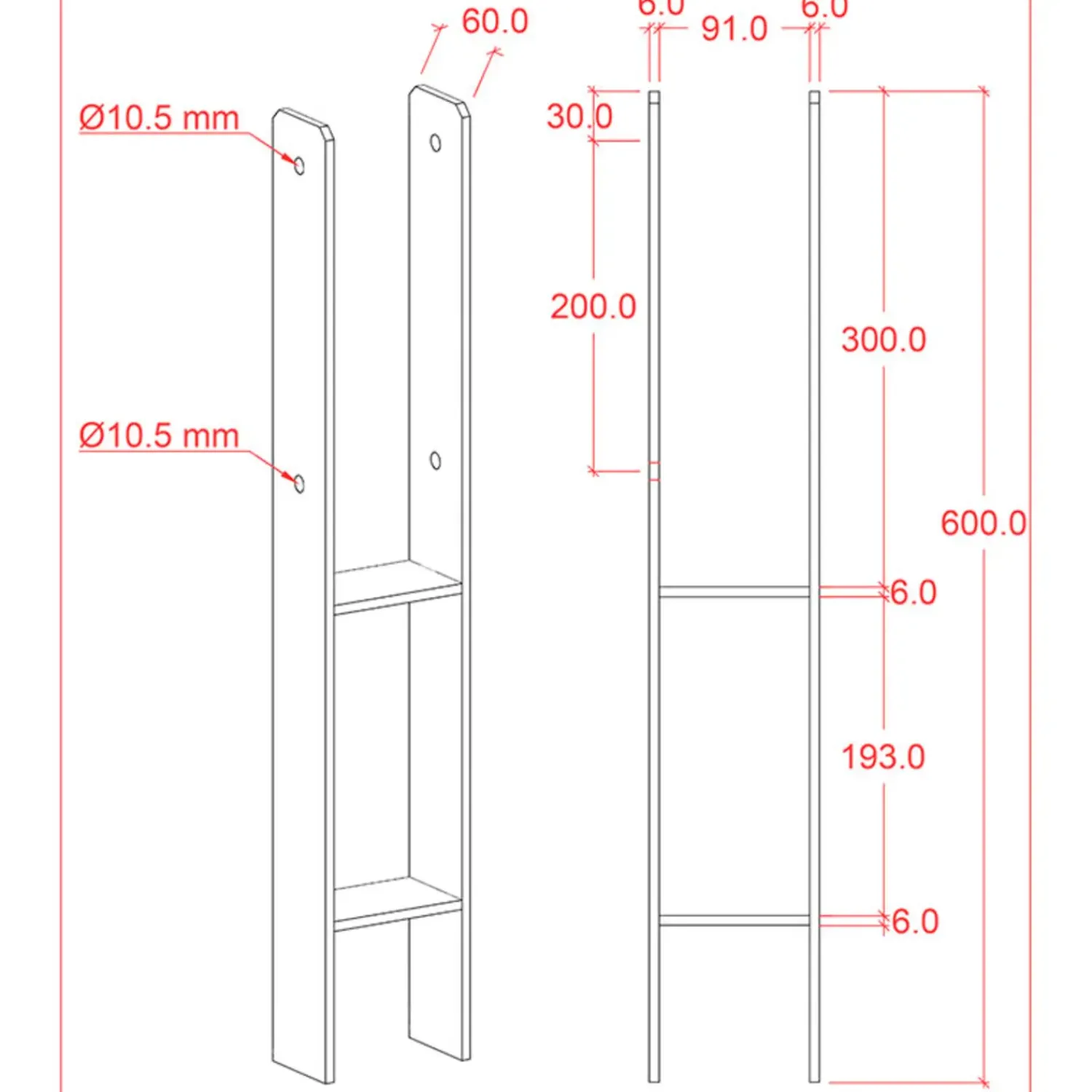 Best Plus H-stolpefod t/nedstøbning varmgalvaniseret
