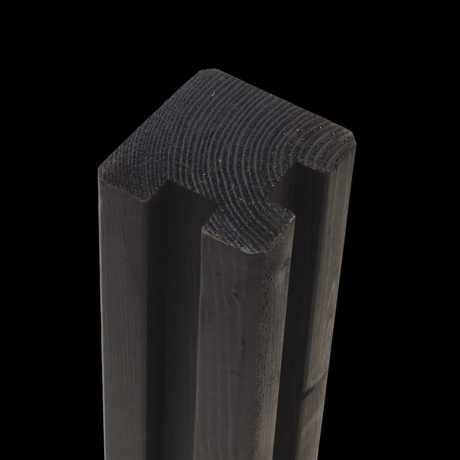 Plus Stolper Og Hegnspæle^krydsskåret profilstolpe hjørne m/2 spor 90x90 mmx længde 268 cm sort