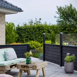 Plus Stolper Og Hegnspæle^krydsskåret profilstolpe hjørne m/2 spor 90x90 mmx længde 268 cm sort