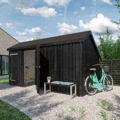 Redskabsskure I Træ^Plus Multi havehus 10,5 m² 2 moduler med dobbeltdør og lukket front