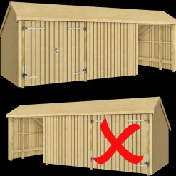 Outlet Plus Multi havehus 15,5 m² 3 moduler med dobbeltdør og lukket/åbent front