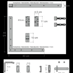 Plus Havelåger^Nagano enkeltlåge inkl. beslag 100x80 cm sort