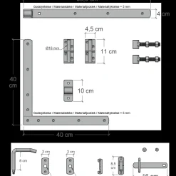 Plus Havelåger^Nagano enkeltlåge inkl. beslag 100x80 cm sort