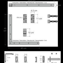 Plus Havelåger^Nagano enkeltlåge inkl. beslag 100x80 cm sort