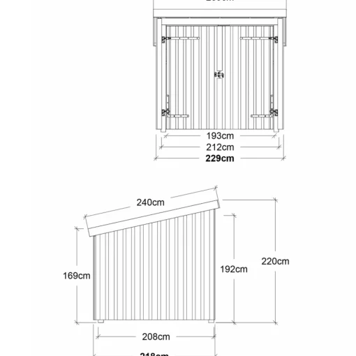 Outlet Plus Nordic cykelskur 5 m² modul1 med dobbeltdør