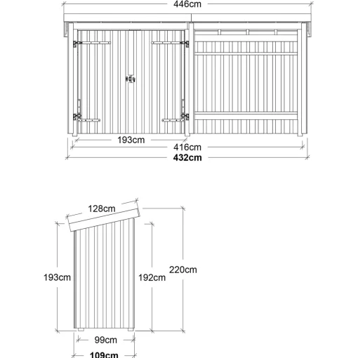 Hot Plus Nordic Multi havehus 4,7 m² 2 moduler med dobbeltdør og åben front