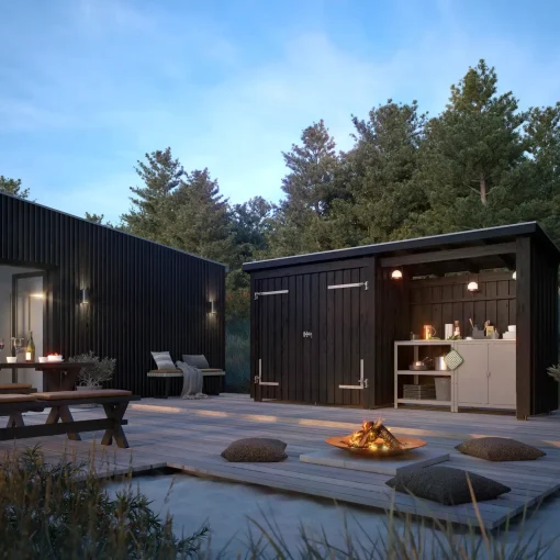 Hot Plus Nordic Multi havehus 4,7 m² 2 moduler med dobbeltdør og åben front