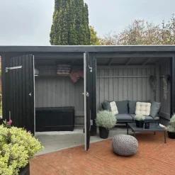 Hot Plus Nordic Multi havehus 4,7 m² 2 moduler med dobbeltdør og åben front