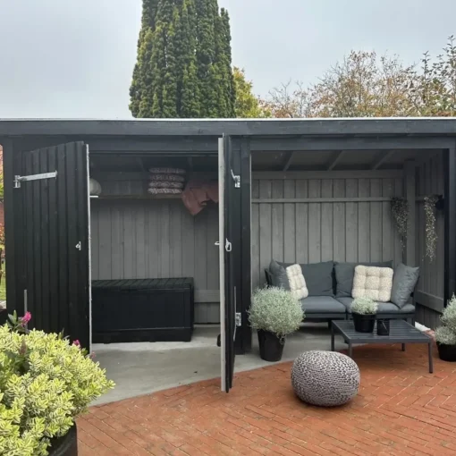 Hot Plus Nordic Multi havehus 4,7 m² 2 moduler med dobbeltdør og åben front