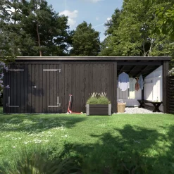 Outlet Plus Nordic Multi havehus 14 m² 3 moduler med dobbeltdør og lukket/åben front