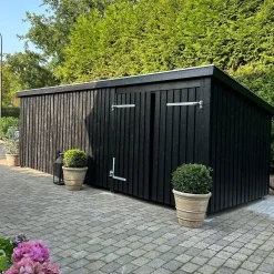Plus Redskabsskure I Træ^Nordic Multi Havehus 14 m² 3 moduler m/dobbeltdør og lukket front