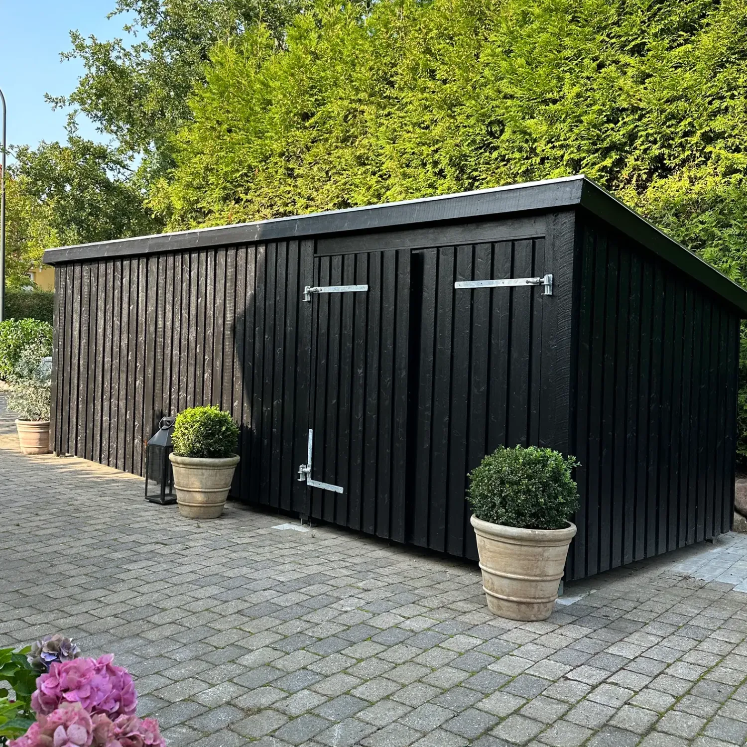 Plus Redskabsskure I Træ^Nordic Multi Havehus 14 m² 3 moduler m/dobbeltdør og lukket front