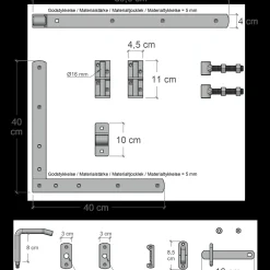Plus Havelåger^Nostalgi enkeltlåge inkl. beslag 100x95 cm sort
