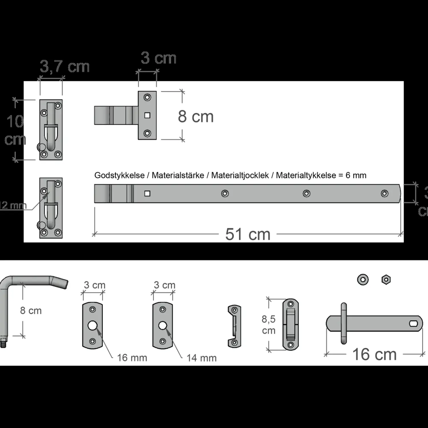 Online Plus Pil enkeltlåge inkl. beslag 90x140 cm