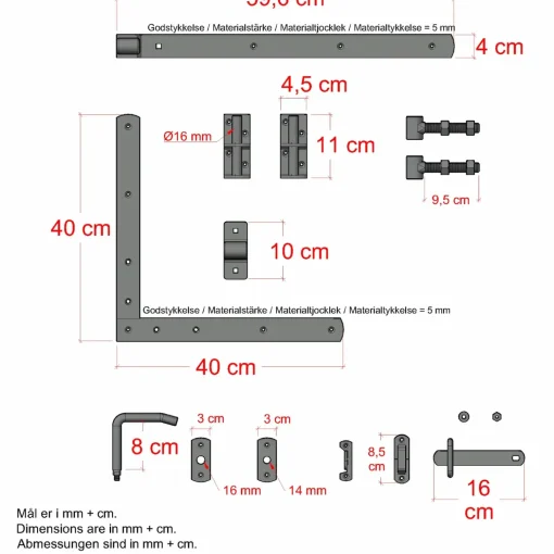 Plus Havelåger^Plank enkeltlåge inkl. beslag 100×125 cm Sort