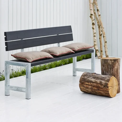 Plus Bord- Og Bænkesæt^Plankebænk med ryglæn 176 cm trykimprægneret