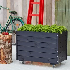 Sale Plus Plantekasse 88x48x66 cm inkl. hjul Grundmalet sort