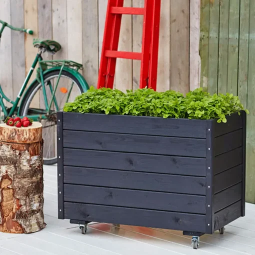 Sale Plus Plantekasse 88x48x66 cm inkl. hjul Grundmalet sort