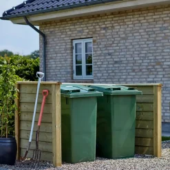 Plus Renovationsskjuler^Renovationsskjul Klink Profil trykimprægneret m/træstolper til nedgravning