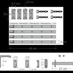 Hot Plus Retro dobbeltlåge inkl. beslag 300x80 cm hvid