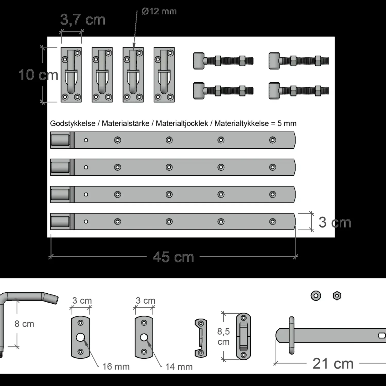 Hot Plus Retro dobbeltlåge inkl. beslag 300x80 cm hvid