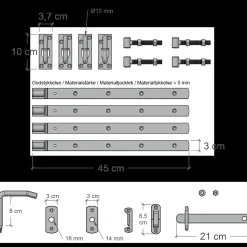 Hot Plus Retro dobbeltlåge inkl. beslag 300x80 cm hvid