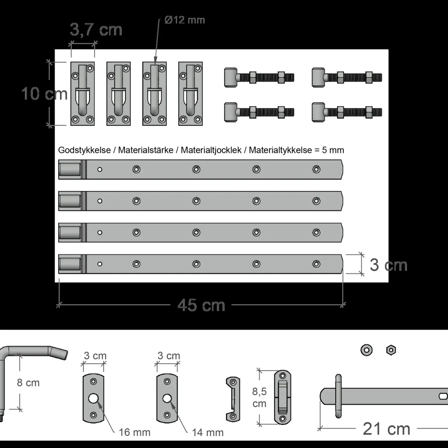 Hot Plus Retro dobbeltlåge inkl. beslag 300x80 cm hvid