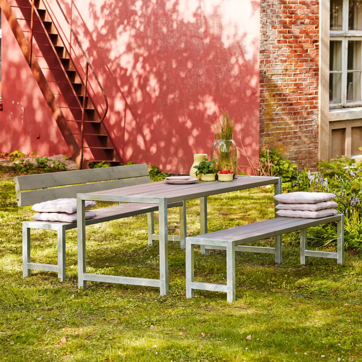 Bord- Og Bænkesæt^Plus Ryglæn til plankebænk 166 cm trykimp