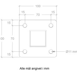 Online Plus Stålstolpe m/fod til håndliste inkl. bolte  4,5x4,5x103,3 cm sort
