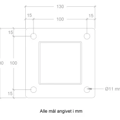Outlet Plus Stålstolpe m/fod 8x8x132 cm  inkl. 1 stk. stolpeafdækning/bolte