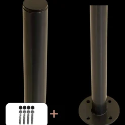 Best Plus Stålstolpe rund m/fod  Ø42,4 mmx96 cm  inkl. 1 stk. stolpeafdækning/bolte