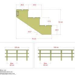Plus Trapper Og Lemme^Terrassetrappe 3 trin 54x76 cm 34,2° 120 cm