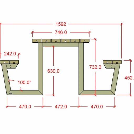 New Plus Wega Bord/Bænkesæt 177 cm ThermoWood®