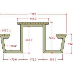 Plus Bord- Og Bænkesæt^Wega bord/bænkesæt 177 cm trykimp