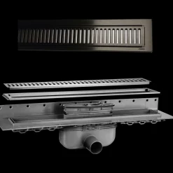 Outlet Purus afløbsrendesæt m/vandlås og rist 800 mm sort