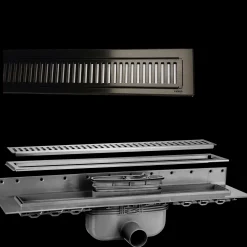 Purus Tilbehør Til Afløb Og Kloak^afløbsrendesæt m/vandlås og rist 1000 mm sort