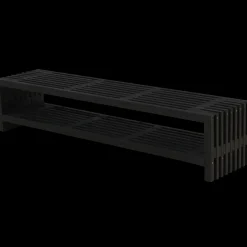 Rustik Trallebænk Design med hylde sort 138x49x45cm