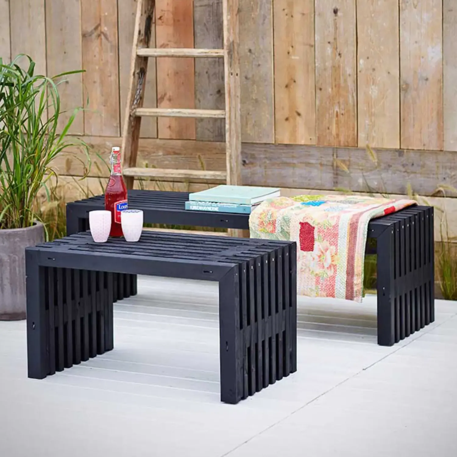 Best Rustik Trallebænk Design sort 138x49x45 cm