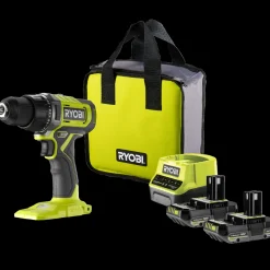 Ryobi Bore- Og Skruemaskiner^bore-/skruemaskine m/2x2.0Ah batterier, lader, dobbeltbit og taske