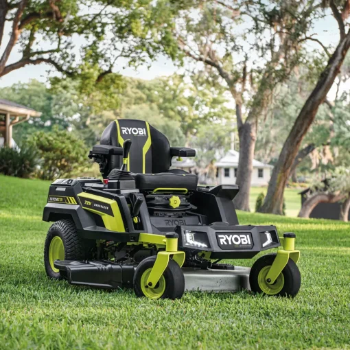 Sale Ryobi RY72ZTRX107-210 72V 107 cm zero turn plæneklipper 2x10 Ah batt.