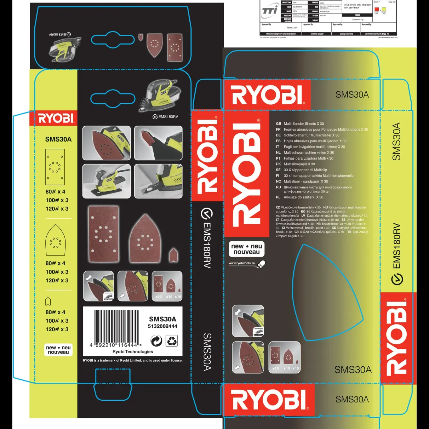 Hot Ryobi SMS30A multislibepapir 30 stk assorteret