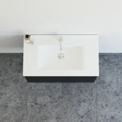 Bademiljøer^Scanbad Aria badmøbel m/vask, 2 skuffer, push open, sort eg 81 cm