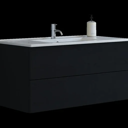 Bademiljøer^Scanbad Aria badmøbel m/vask, 2 skuffer, push open, sort eg 81 cm
