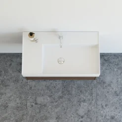 Bademiljøer^Scanbad badmøbel m/Asyre vask/højre, 1 skuffe, brun eg 81 cm