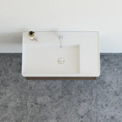 Bademiljøer^Scanbad badmøbel m/Asyre vask/højre, 1 skuffe, brun eg 81 cm