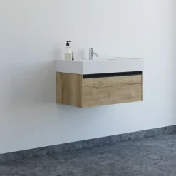 Hot Scanbad badmøbel m/Asyre vask/venstre, 1 skuffe, natur eg 81 cm