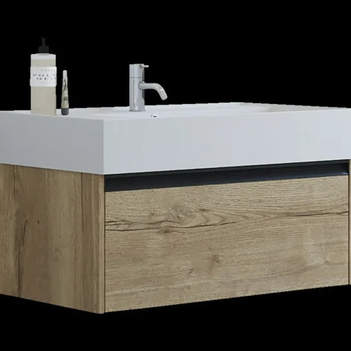 Hot Scanbad badmøbel m/Asyre vask/venstre, 1 skuffe, natur eg 81 cm